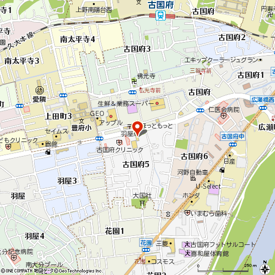 タイヤ館古国府付近の地図